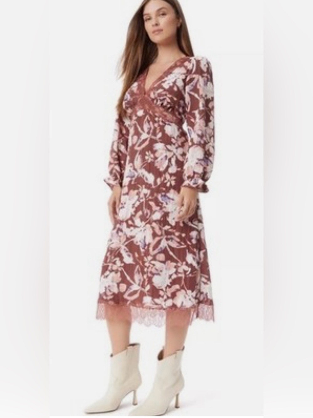 Sam Eldelman Bitter Chocolate Brush Stroke Bloom Camila size S-NwT
